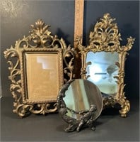 Vintage Cast Iron Mirrors & Picture Frame