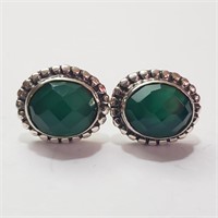 $220 Silver Green Onyx Earrings