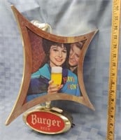 Vintage Burger Beer hanging beer light.