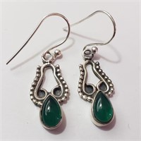 $100 Silver Green Onyx Earrings