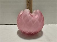 Antique Victorian Satin Rose Glass Bowl