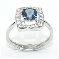 Silver Blue Topaz London Cz(1.8ct) Ring
