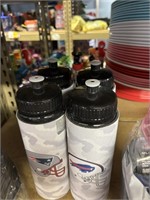 Patriots & Buffalo Bills water bottles.