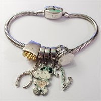 $100 Silver Pandora Style Beads Bracelet