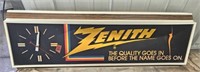 Zenith wall advertiser clock. Cracked but works
