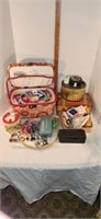 Sewing Lot: Sewing Box, Thread, Needles, Buttons