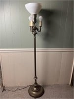 Brass torchiere floor lamp
