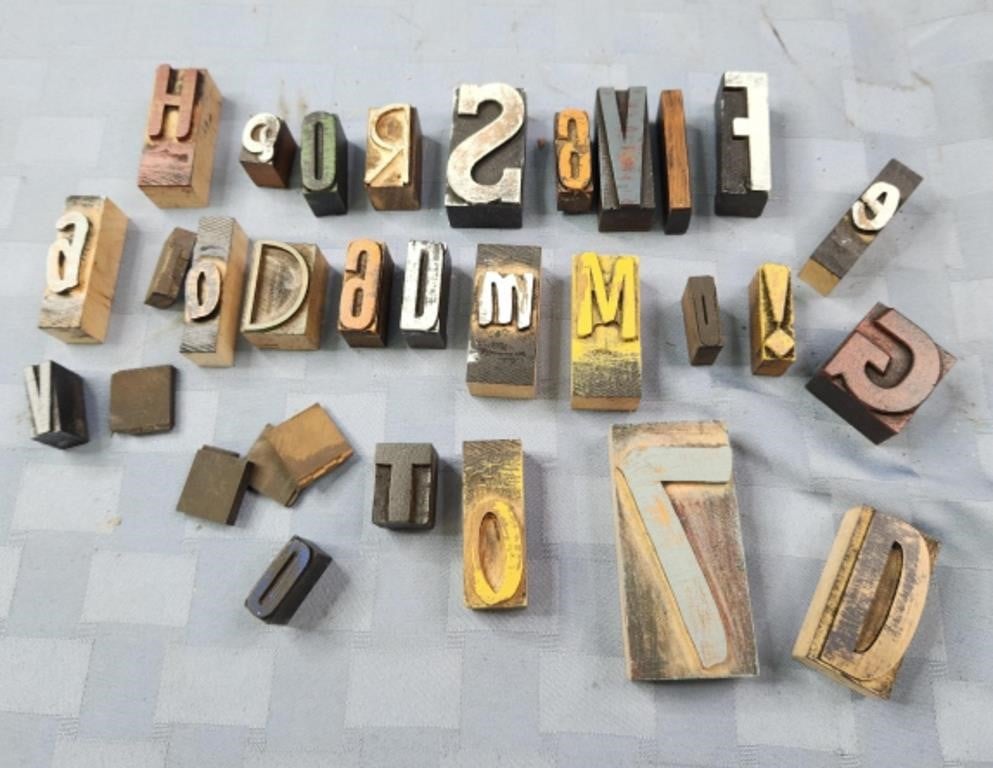 Assorted wooden type blocks