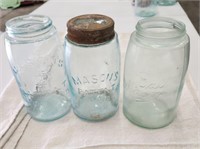 3 Vintage Fruit jars, The Ball Mason, Mason