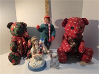 Porcelain Vintage Caroler Doll, Christmas Bears