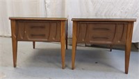 2 MID CENTURY MODERN END TABLES WITH GLASS