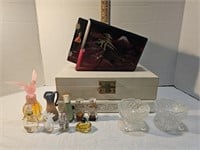 Antique Jewelry Box, Perfume Bottles & More