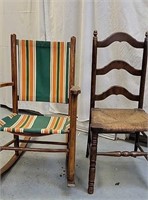 LADDER BACK CHAIR AND ROCKING CHAIR