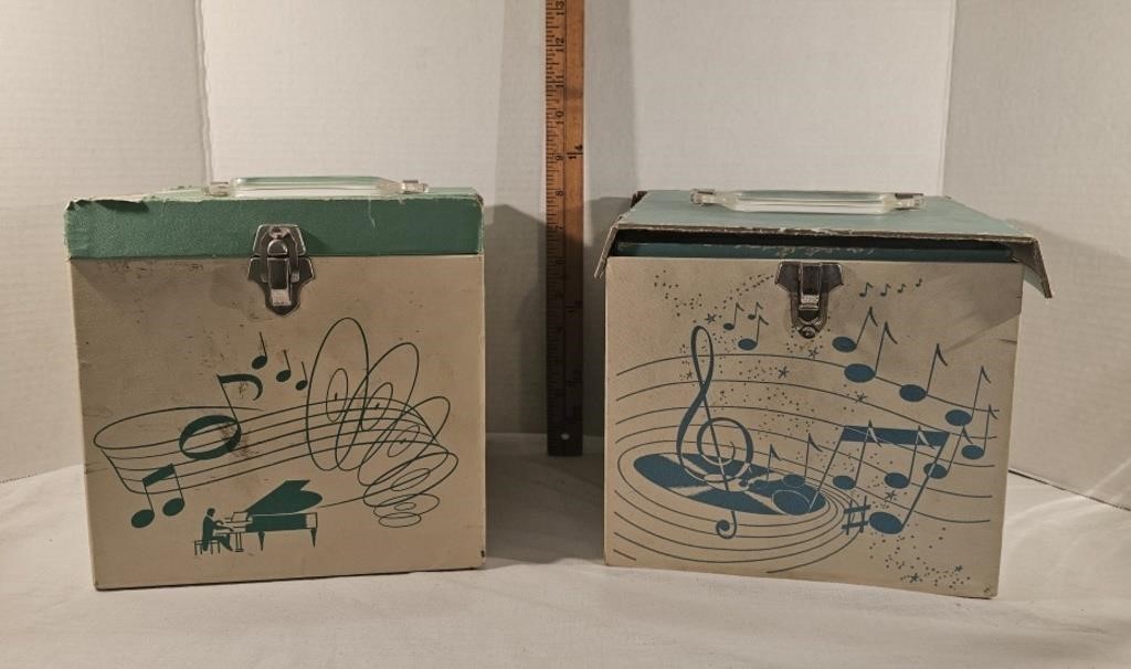 (2) Vintage Record Player Boxes Full Of 45 Speed