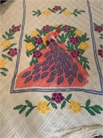 Vintage chenille peacock bedspread