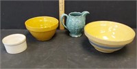 POTTERY MIXING BOWLS AND PITCHER