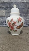 Vintage white frosted opaque glass urn vase