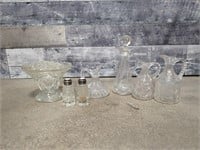 Crystal cruet bottles, salt &pepper shakers