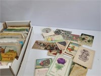 Unsorted box of postcards- some from early 1900s