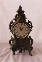 Victorian look metal mantle clock with battery