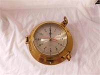 Brass decorator quartz ship porthole clock, B/O,