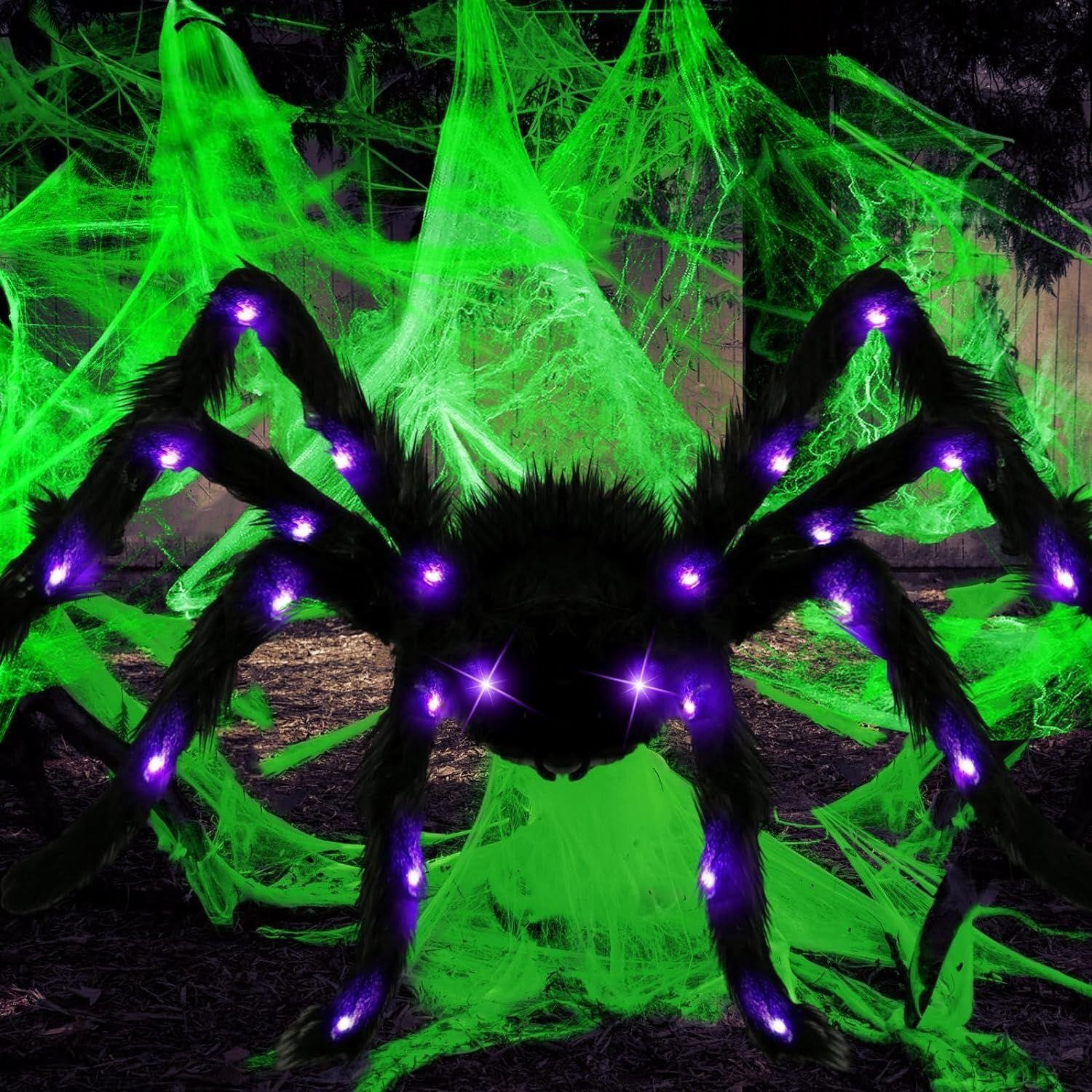 NEW $51 4FT Light Up Spider & Web