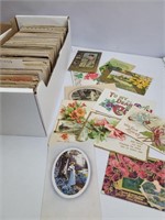 Box of greeting postcards- most 1910-1930