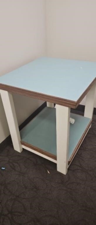 Sturdy table located upstairs