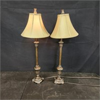 2 matching brown metal lamps