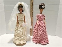 Barbies w/ Handmade Crochet Dresses
