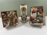 Vintage Christmas tree topper and ornaments