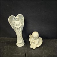 Two white angel statues
