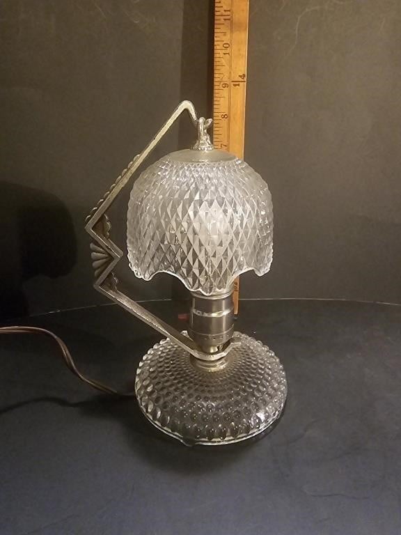 Antique Rare Crystal Mushroom Shape Tabletop Lamp