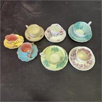 Decorative china teacups and matching saucers