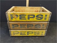 3 wood Pepsi crates