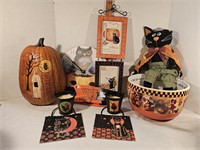 Halloween Decor - Carved Pumpkin, Owl Clock