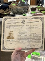 VINTAGE IMMIGRATION PAPERS 1934