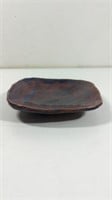 Handmade Signed Pottery Dish Multi Color