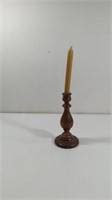 Vintage Wooden Candle Holder with Candle