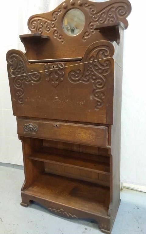 Vintage 5 foot secretary oak desk.