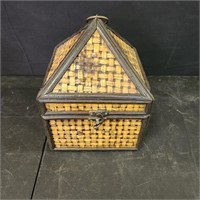 Decorative wooden box with woven sides