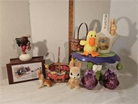 Easter Decor: Cake Stand, Baskets, Bunnies, Ty