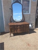 Antique 3 drawer dressing table with mirror on