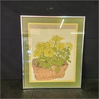 Drawing of yellow flowers in a basket