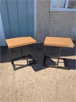 Metal gold painted top side tables