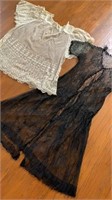Antique 1920s black lace dress/ivory lace smock