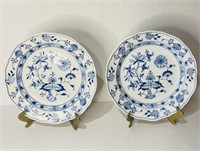 2 Meissen Reticulated Blue & White Porcelain Plate