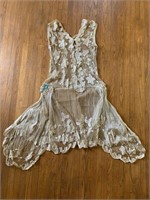 1920s fishnet lace appliqué dress
