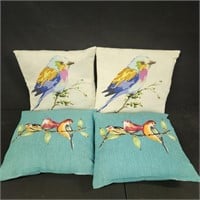 2 sets of Bird throw pillows