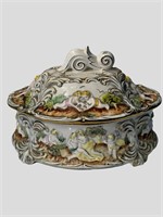 Rare and Ornate Portuguese Porcelain Cherub Angele